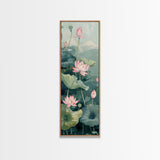 Tranquil Lotus Flowers And Large Green Leaves In Pond For Calming Nature Wall Art Ukiyo-e Japanese Style Art Canvas Print