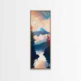 Skinny Art Tall Art Framed Canvas Print Japanese Style Art Mount Fuji At Sunrise Reflection Wood Block Print Ukiyo-e Feng Shui Wall Art
