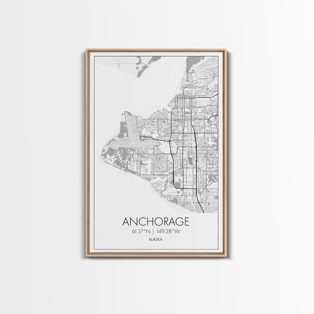 Anchorage Street Map, Alaska Map, Travel Wall Art, City Map Wall Art, Bedroom Art, Modern Art, Wall Art, Canvas Print, Canvas Wall Art
