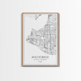 Anchorage Street Map, Alaska Map, Travel Wall Art, City Map Wall Art, Bedroom Art, Modern Art, Wall Art, Canvas Print, Canvas Wall Art