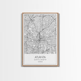 Atlanta Street Map, Georgia Map, City Map Art, Travel Print, Couple Gift, Minimalist Art Print, Wall Art, Canvas Print, Canvas Wall Art