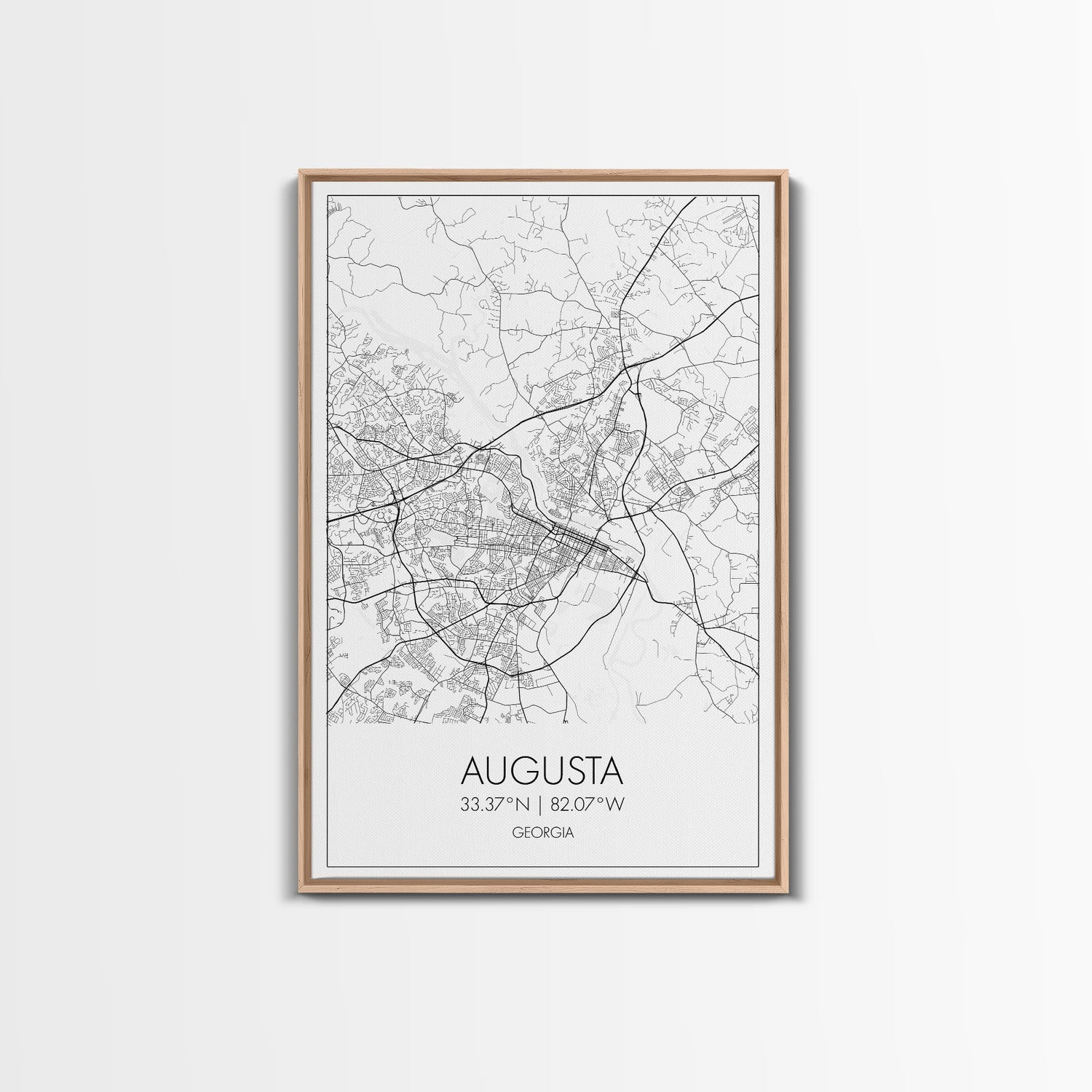 Augusta Street Map, Georgia Map, City Map Art, Dorm Wall Art, Adventure Wall Art, Minimalist Art, Wall Art, Canvas Print, Canvas Wall Art
