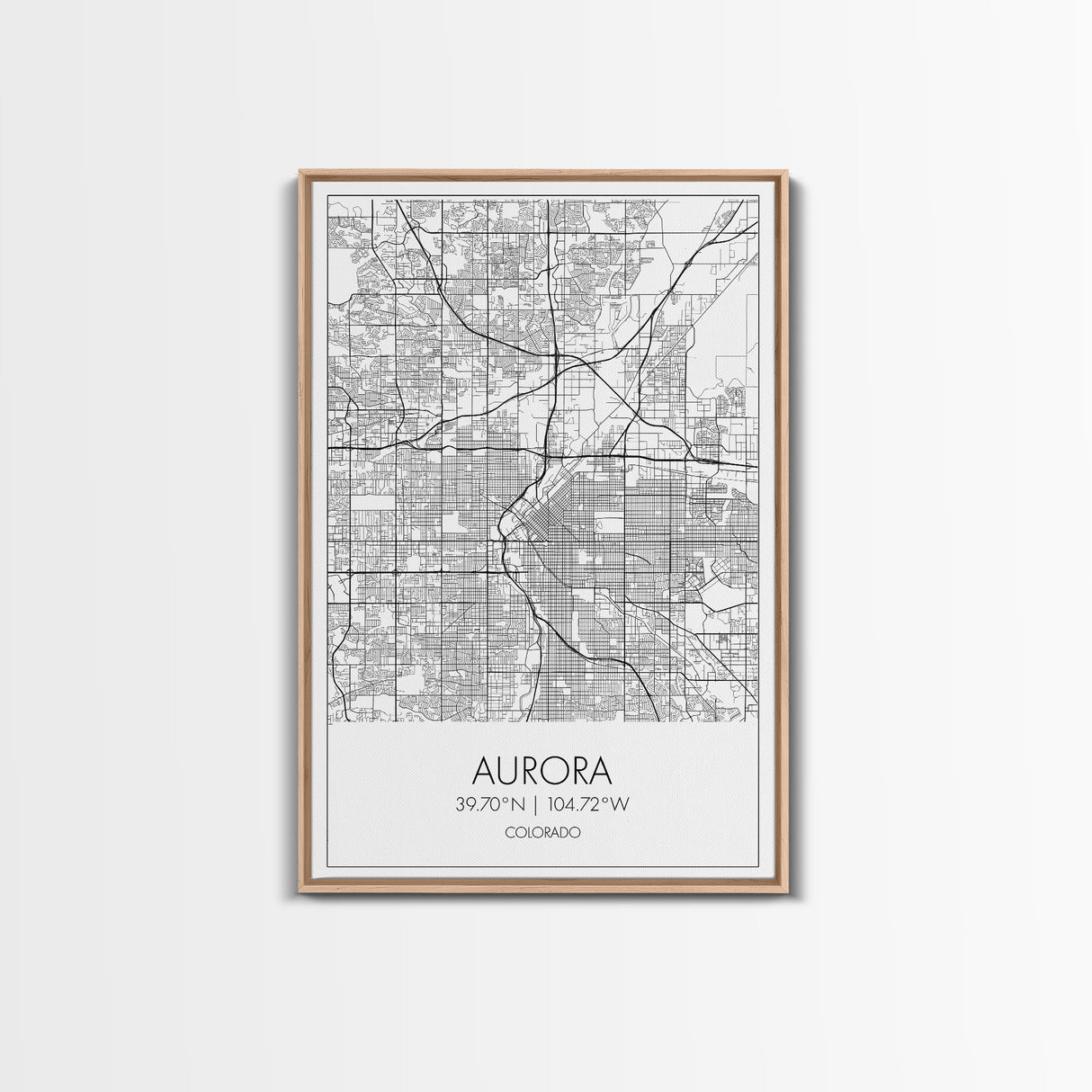 Aurora Street Map, Colorado Map, City Map Print, Travel Lover Gift, Above Bed Art, Minimalist Art, Wall Art, Canvas Print, Canvas Wall Art