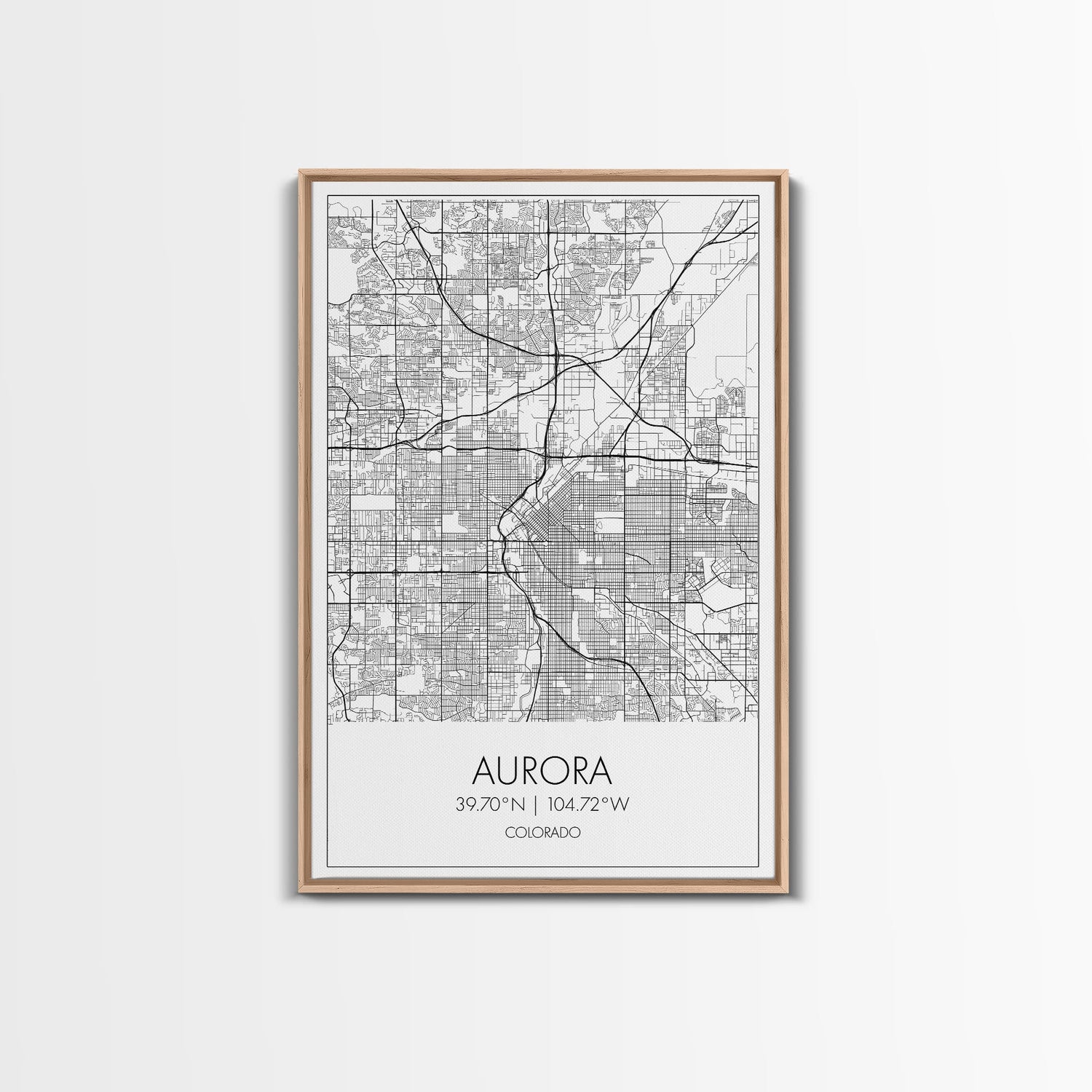 Aurora Street Map, Colorado Map, City Map Print, Travel Lover Gift, Above Bed Art, Minimalist Art, Wall Art, Canvas Print, Canvas Wall Art