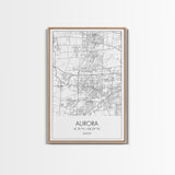 Aurora Street Map, Illinois Map, City Map Wall Art, Daughter Gift, Travel Map, Minimalist Art, Wall Art, Canvas Print, Canvas Wall Art
