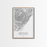 Barcelona Street Map, Spain Map, City Wall Art, Europe Travel Art, Anniversary Gift, Modern Art, Wall Art, Canvas Print, Canvas Wall Art