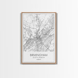 Birmingham Street Map, Alabama Map, City Map Art, Modern Art, Wall Art, Canvas Print, Canvas Wall Art, Minimalist Art, Housewarming Gift