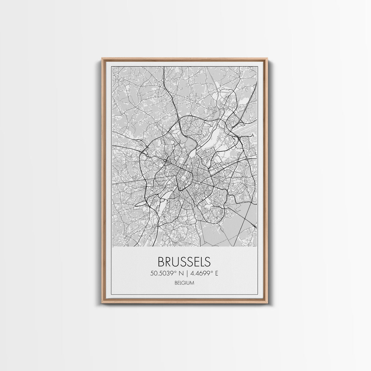Brussels Street Map, Belgium Map, City Map Art, Modern Art, Wall Art, Canvas Print, Canvas Wall Art, Birthday Gift, Living Room Décor