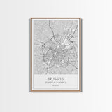 Brussels Street Map, Belgium Map, City Map Art, Modern Art, Wall Art, Canvas Print, Canvas Wall Art, Birthday Gift, Living Room Décor