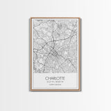 Charlotte Street Map, North Carolina Map, City Map Art, Modern Art, Wall Art, Canvas Print, Canvas Wall Art, Travel Wall Art, Gift For Mom