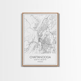 Chattanooga Street Map, Tennessee Map, City Map Art, Modern Art, Wall Art, Canvas Print, Canvas Wall Art, Office Wall Art, Travelling Gifts
