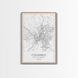 Columbus Street Map, Georgia Map, City Map Art, Minimalist Art, Wall Art, Canvas Print, Canvas Wall Art, City Wall Art, Travel Wall Print