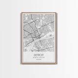Detroit Street Map, Michigan Map, City Map Art, Minimalist Art, Wall Art, Canvas Print, Wall Art Bedroom, Travel Prints, Gift For Couple