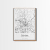 Durham Street Map, North Carolina Map, City Map Art, Minimalist Art, Wall Art, Canvas Print, Traveler Gift, Travel Wall Décor