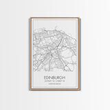 Edinburgh Street Map, United Kingdom Map, Europe City Map Art, Minimalist Art, Wall Art, Canvas Print, Travel Décor, Living Room Wall Art,