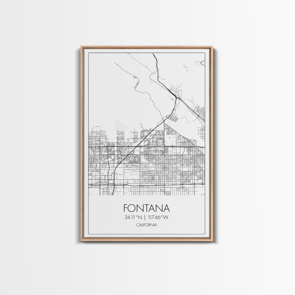 Fontana Street Map, California Map, City Map Art, Minimalist Art, Wall Art, Canvas Print, Unique Wall Art, Travel Décor, Travel Gift For Men