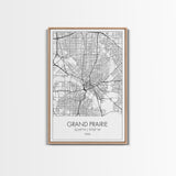Grand Prairie Street Map, Texas Map, City Map Art, Minimalist Art, Wall Art, Canvas Print, Black And White, Travel Print, Anniversary Gift