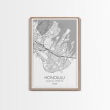 Honolulu Street Map, Hawaii Map, ity Map Art, Minimalist Art, Wall Art, Canvas Print, Living Room Art, Travel Wall Art, Anniversary Gift
