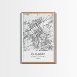 Islamabad Street Map, Pakistan Map, City Map Art, Minimalist Art, Wall Art, Canvas Print, Travel Lover Gift, Living Room Art, Travel Prints