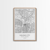 Kansas City Street Map, Missouri Map, City Map Art, Modern Wall Art, Wall Art, Canvas Print, Birthday Gift, Master Bedroom, Travel Wall Art