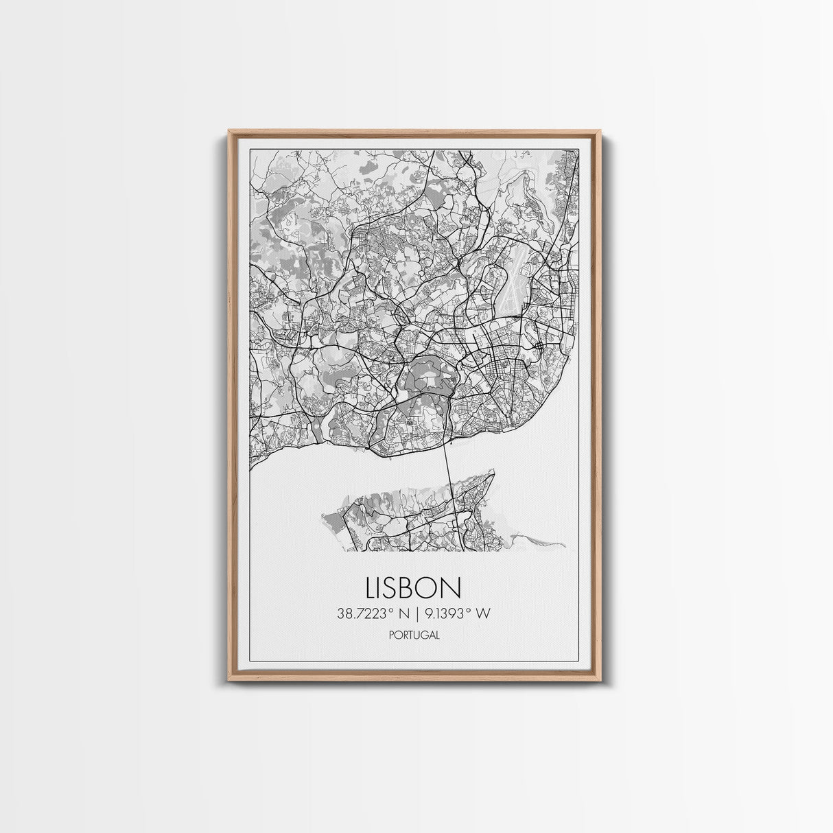 Lisbon Street Map, Portugal Map, City Map Art, Modern Wall Art, Wall Art, Canvas Print, Travel Décor, Above Bed Art, Gift For Couples