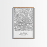 London Street Map, United Kingdom Map, City Map Art, Modern Wall Art, Wall Art, Canvas Print, Travel Art, Home Wall Décor, Bon Voyage Gift