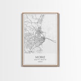 Mobile Street Map, Alabama Map, City Map Art, Modern Art, Wall Art, Canvas Print, Farmhouse Bedroom Art, Mother In Law Gift, Travel Art