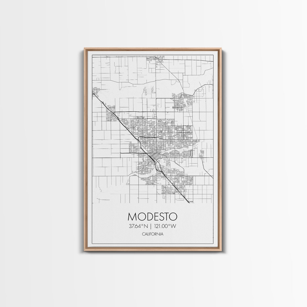 Modesto Street Map, California Map, City Map Art, Modern Art, Wall Art, Canvas Print, Home Décor Wall Art, Friendship Gift, Travel Wall Art