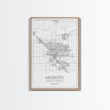 Modesto Street Map, California Map, City Map Art, Modern Art, Wall Art, Canvas Print, Home Décor Wall Art, Friendship Gift, Travel Wall Art