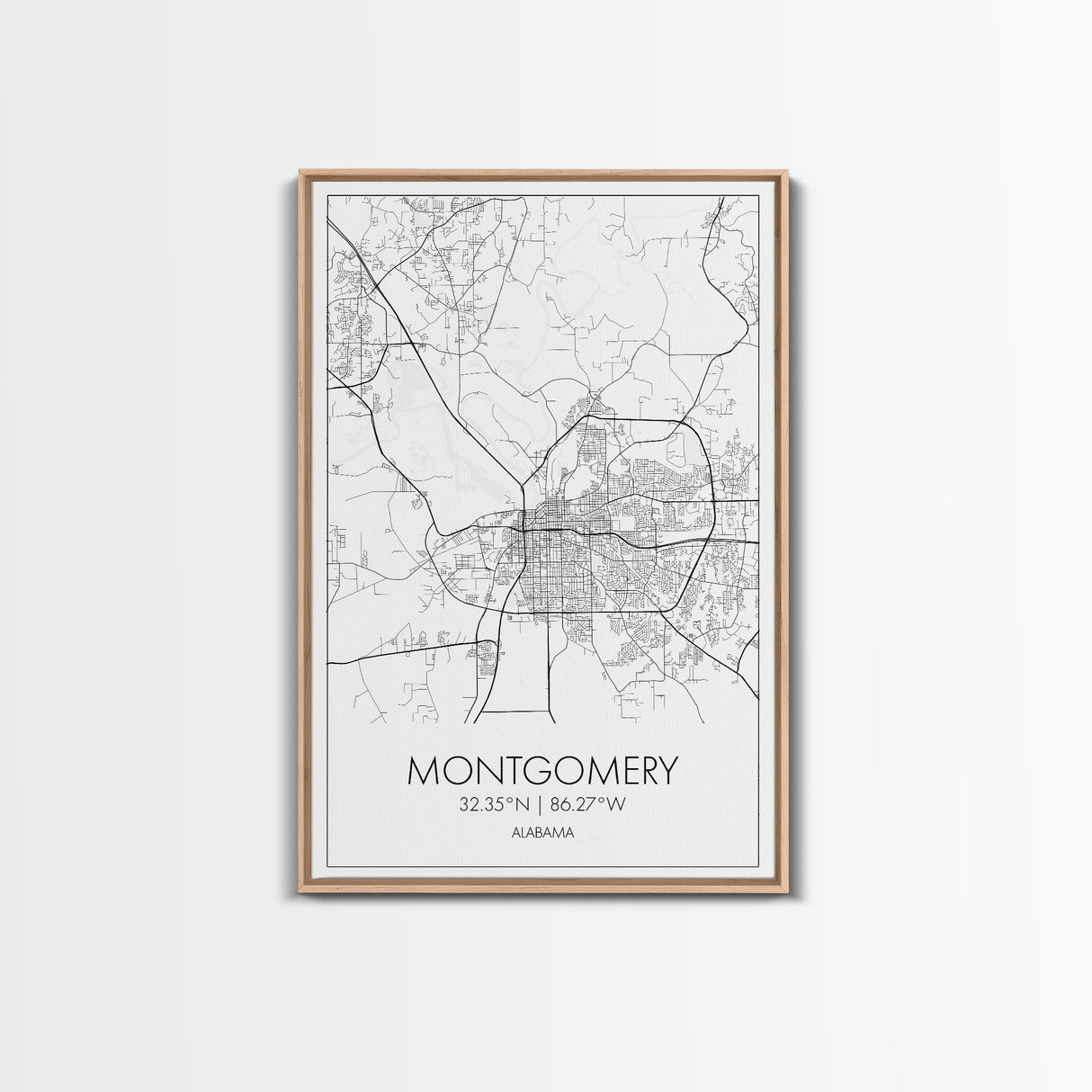Montgomery Street Map, Alabama Map, City Map Art, Modern Art, Wall Art, Canvas Print, Bedroom Print, Family Gift, Travel Wall Décor