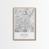 Munich Street Map, Germany Map, Europe City Map Art, Modern Art, Wall Art, Canvas Print, Dorm Wall Décor, Holiday Gift, Travel Wall Print