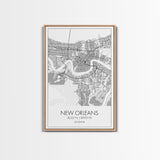 New Orleans Street Map, Louisiana Map, City Map Art, Modern Art, Wall Art, Canvas Print, Above Bed Art, Gift For Travelers, Travel Wall Art