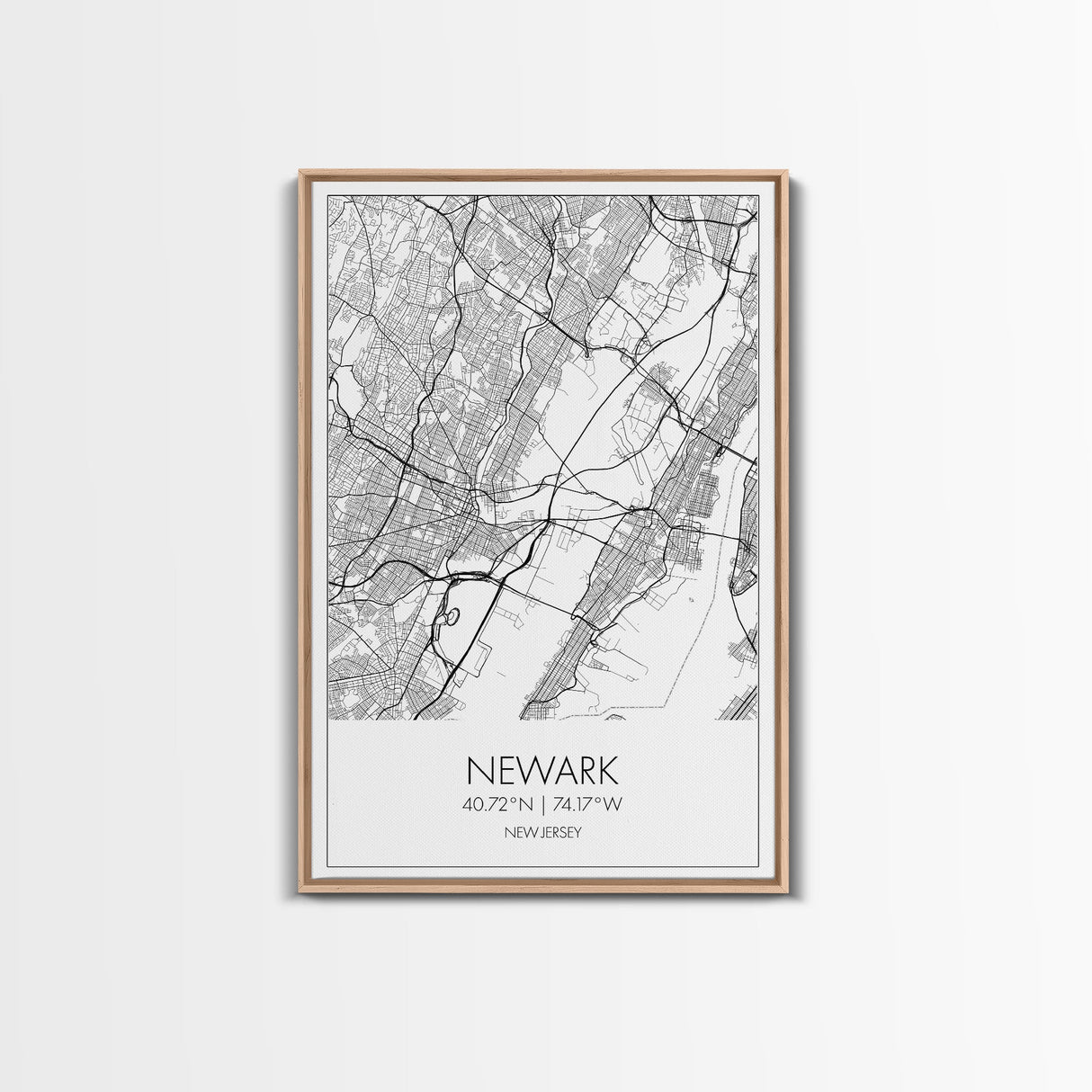 Newark Street Map, New Jersey Map, City Map Art, Modern Art, Wall Art, Canvas Print, Living Room Art, Best Friends Gift, Travel Art