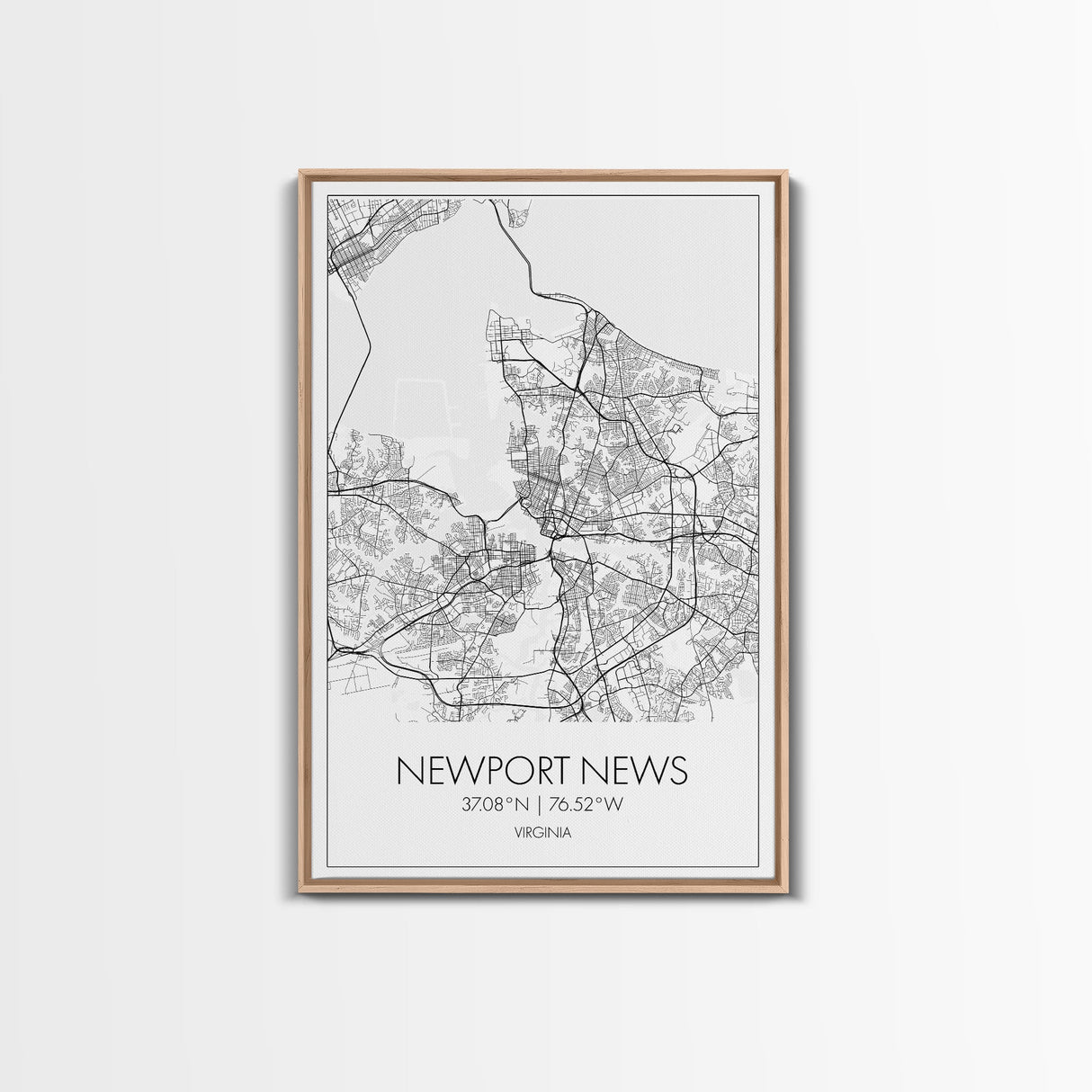 Newport News Street Map, Virginia Map, City Map Art, Modern Art, Wall Art, Canvas Print, Home Wall Décor, Girl Graduation Gift, Travel Art