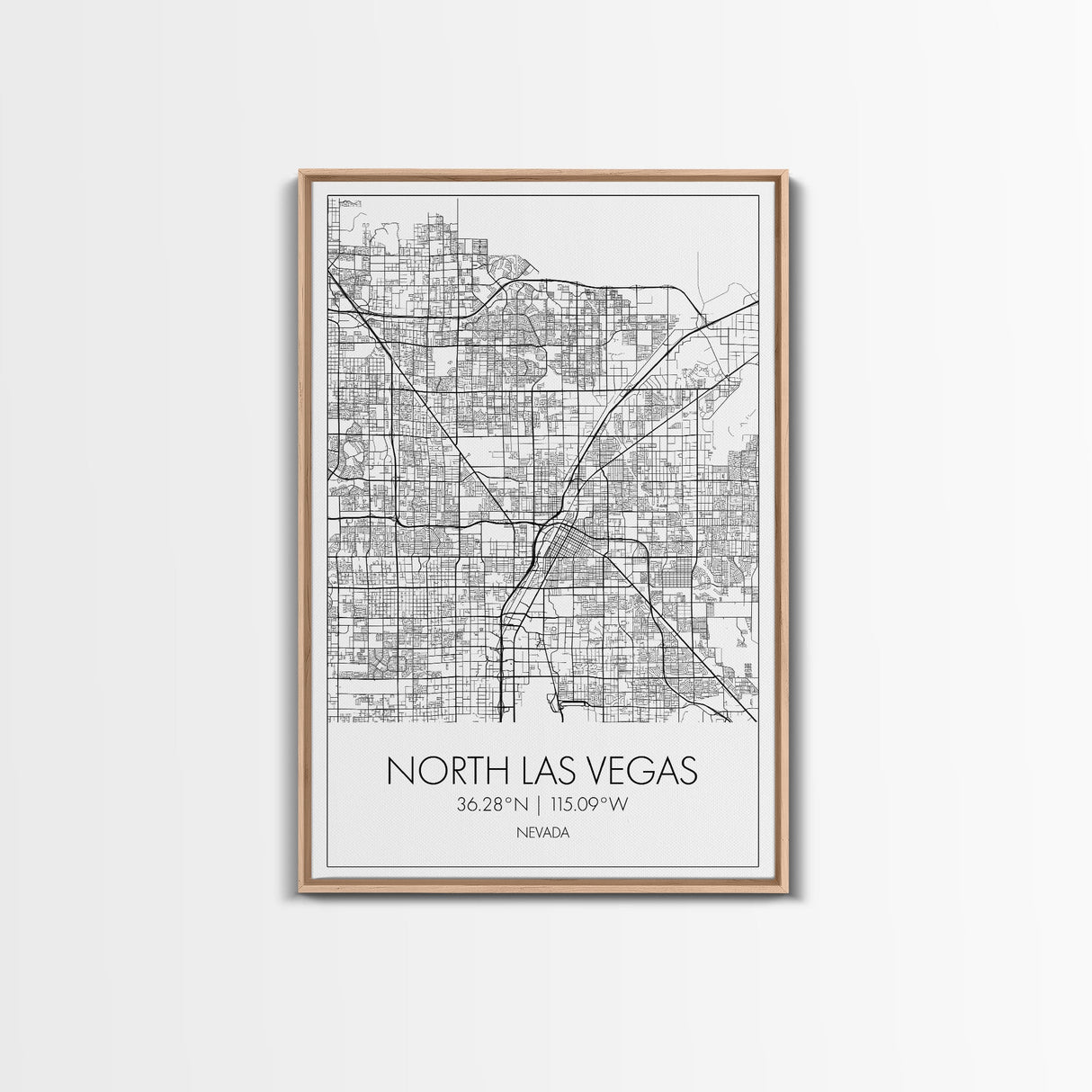 North Las Vegas Street Map, Nevada Map, City Map Art, Modern Art, Wall Art, Canvas Print, Wall Décor Bedroom, Honeymoon Gift,  Travel Art