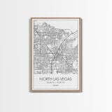 North Las Vegas Street Map, Nevada Map, City Map Art, Modern Art, Wall Art, Canvas Print, Wall Décor Bedroom, Honeymoon Gift,  Travel Art