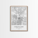 Overland Park Street Map, Kansas Map, City Map Art, Modern Art, Wall Art, Canvas Print, Gift For Her, Bedroom Wall Art, Travel Wall Décor