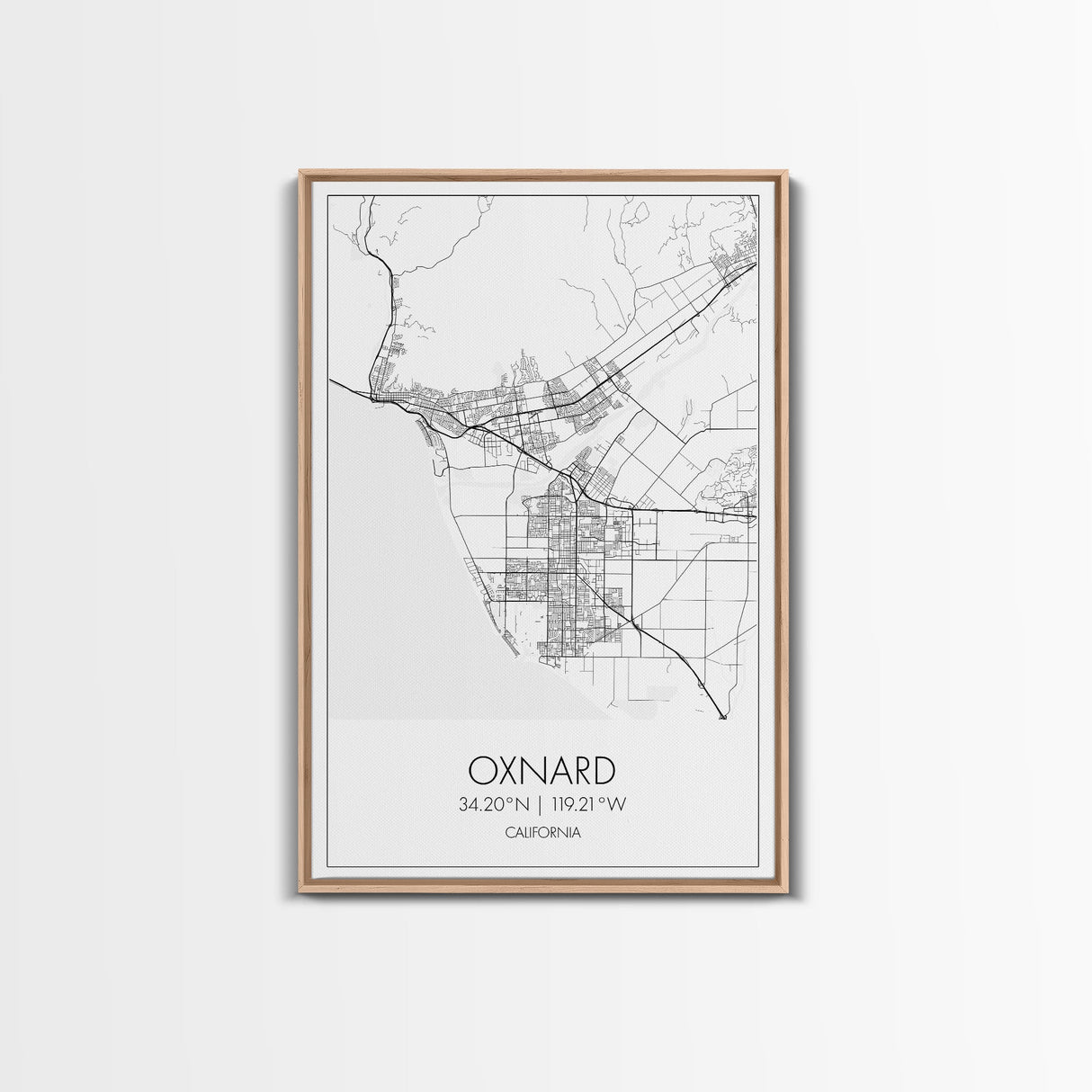 Oxnard Street Map, California Map, City Map Art, Minimalist Art, Wall Art, Canvas Print, Bedroom Print, Anniversary Gift, Travel Wall Print