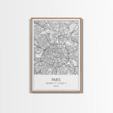 Paris Street Map, France Map, Europe City Map Art, Minimalist Art, Wall Art, Canvas Print, Bedroom Art, Gift For Traveler, Travel Wall Print