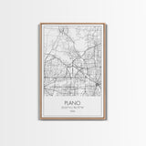 Plano Street Map, Texas Map, City Map Art, Minimalist Art, Wall Art, Canvas Print, Wall Art Prints, Travelling Gift, Living Room Décor