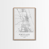 Port St Lucie Street Map, Florida Map, City Map Art, Minimalist Art, Wall Art, Canvas Print, Friend Gift, Black And White Art, Travel Décor