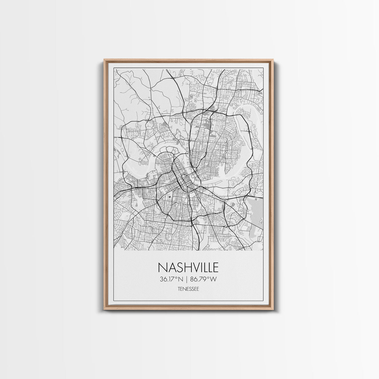 Nashville Street Map, Tennessee Map, City Map Art, Modern Art, Wall Art, Canvas Print, Music Studio Art, Gift For Music Lover, Travel Art