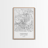 Nashville Street Map, Tennessee Map, City Map Art, Modern Art, Wall Art, Canvas Print, Music Studio Art, Gift For Music Lover, Travel Art