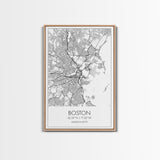 Boston Street Map, Massachusetts Map, City Map Art, Modern Art, Wall Art, Canvas Print, Wall Art For Bedroom, Gifts For Him, Travel Décor