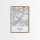Riverside Street Map, California Map, City Map Art, Minimalist Art, Wall Art, Canvas Print, Office Wall Décor, Gifts For Dad, Travel Print