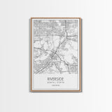 Riverside Street Map, California Map, City Map Art, Minimalist Art, Wall Art, Canvas Print, Unique Wall Décor, Boyfriend Gift, Travel Art