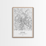 Rome Street Map, Italy Map, Europe City Map Art, Minimalist Art, Wall Art, Canvas Print, Girl Room Décor, Housewarming Gift, Travel Wall Art