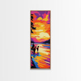 Sunset Cowboy Art Framed Canvas Print Vibrant Western Wall Art, Chicano Art, Colorful Wall Art, Southwest Wall Art, Extra Wide Art