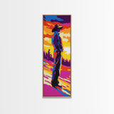 Pop Art Cowboy Framed Canvas Print Colorful Western Wall Art, Chicano Art, Bright Wall Art, Tall Skinny Art, Rustic Decor, Gift Idea