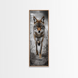 Intense Coyote Stare Framed Canvas Print | Wildlife Wall Art | Rustic Decor | Moody Art | Southwest Wall Art | Above Sofa Art | Gift Idea